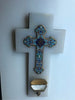 Grande croix en albâtre, bronze marbré avec bénitier, 1850
