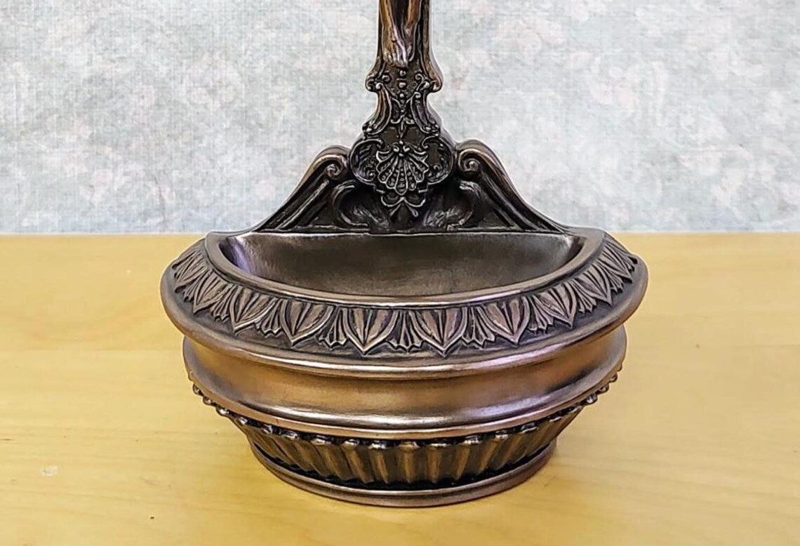 Holy water font with crucifix - Catholic altar decoration, wall-mounted or tabletop holy water holder, religious gift