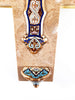 Holy water stoup, Limoges enamel on bronze, by Emile Bouasse, solid bronze back, marble base, circa 1870