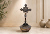Holy water font with crucifix - Catholic altar decoration, wall-mounted or tabletop holy water holder, religious gift