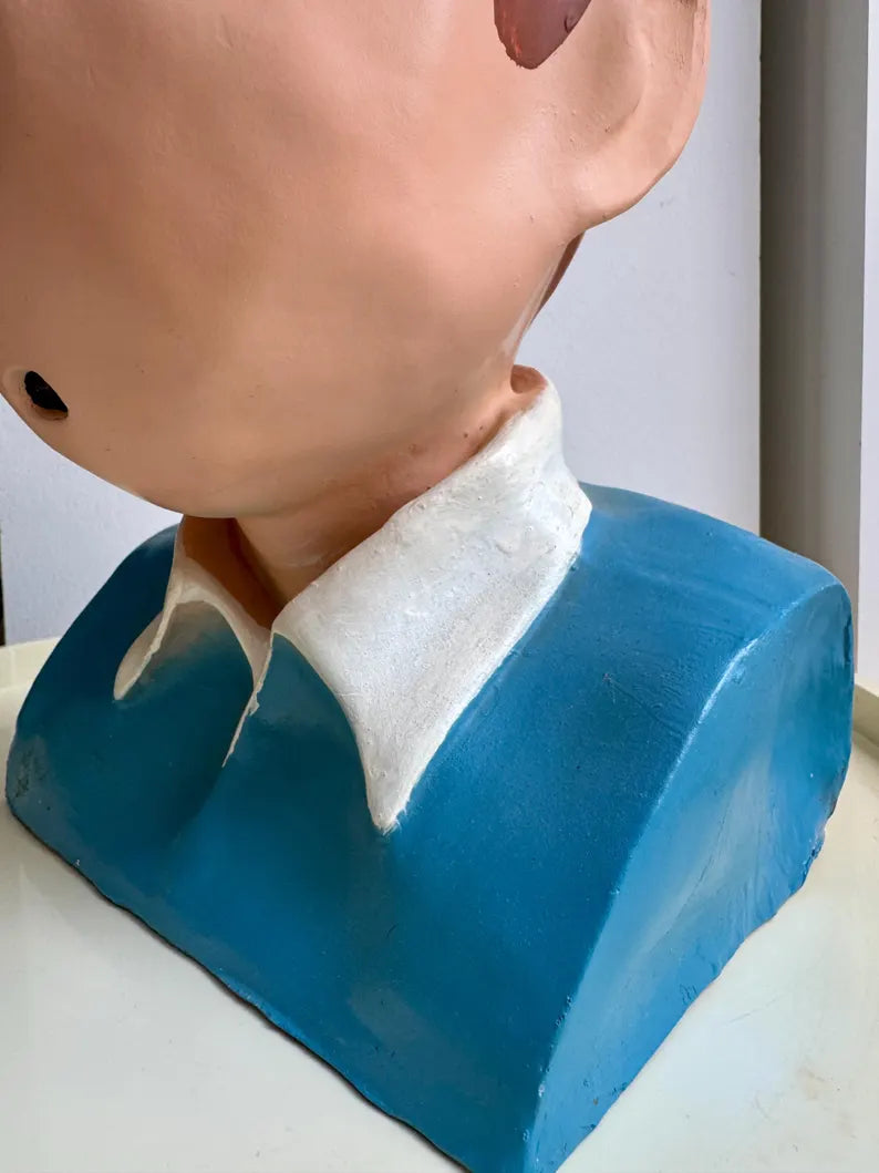 Hand-painted vintage plaster bust of Tintin