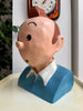 Hand-painted vintage plaster bust of Tintin