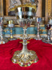 Chased vermeil chalice decorated with colored stone cabochons - 19th century