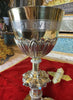 Chased vermeil chalice decorated with colored stone cabochons - 19th century