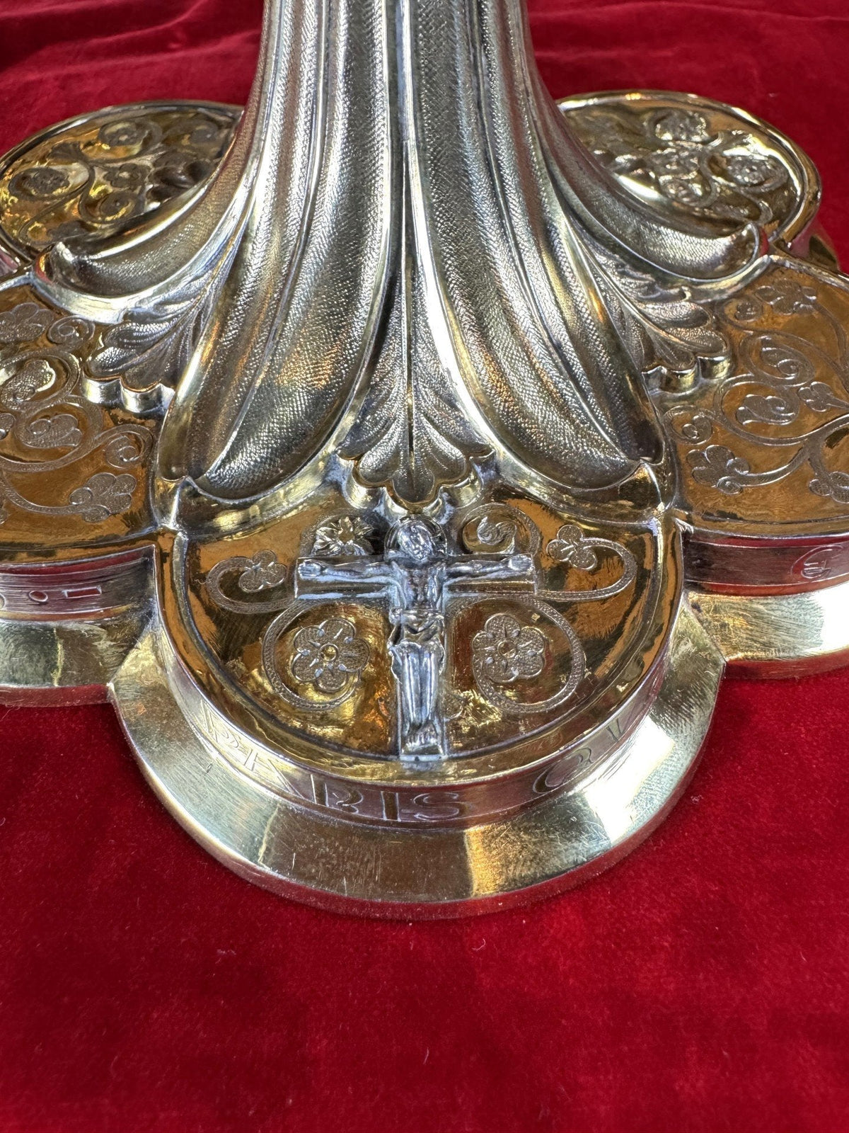 Chased vermeil chalice decorated with colored stone cabochons - 19th century