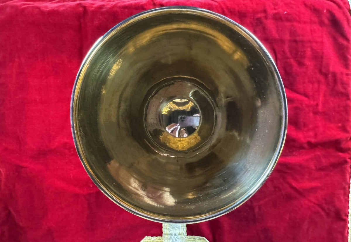 Chased vermeil chalice decorated with colored stone cabochons - 19th century
