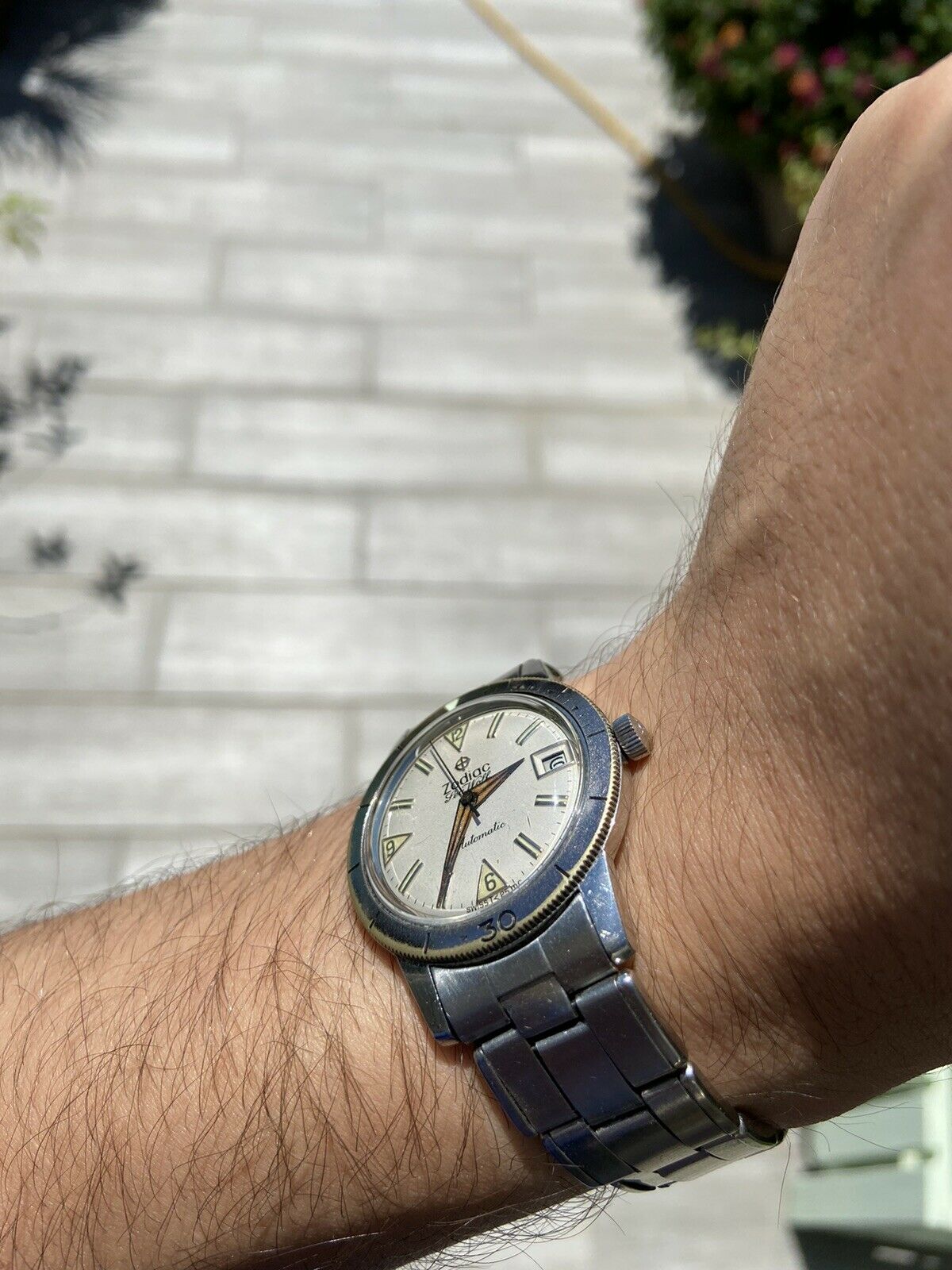 Zodiac Sea Wolf White Dial Original Bracelet And Box Automatic Movement AS70-72