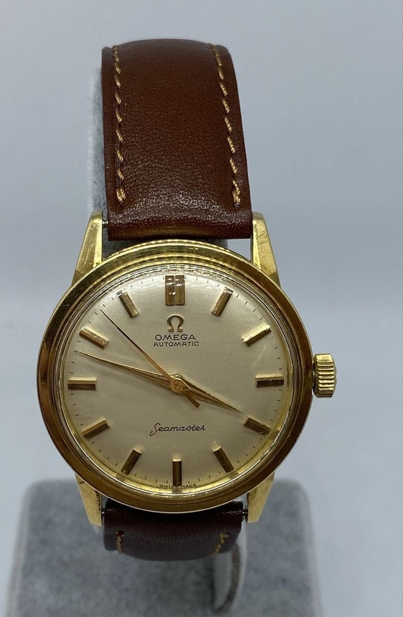 Vintage Omega Seamaster Automatic Bumper 18k Gold Watch