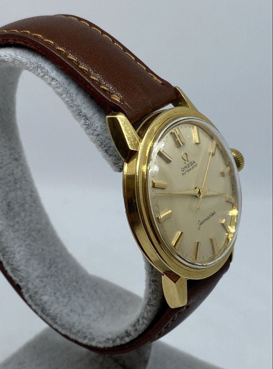 Vintage Omega Seamaster Automatic Bumper 18k Gold Watch