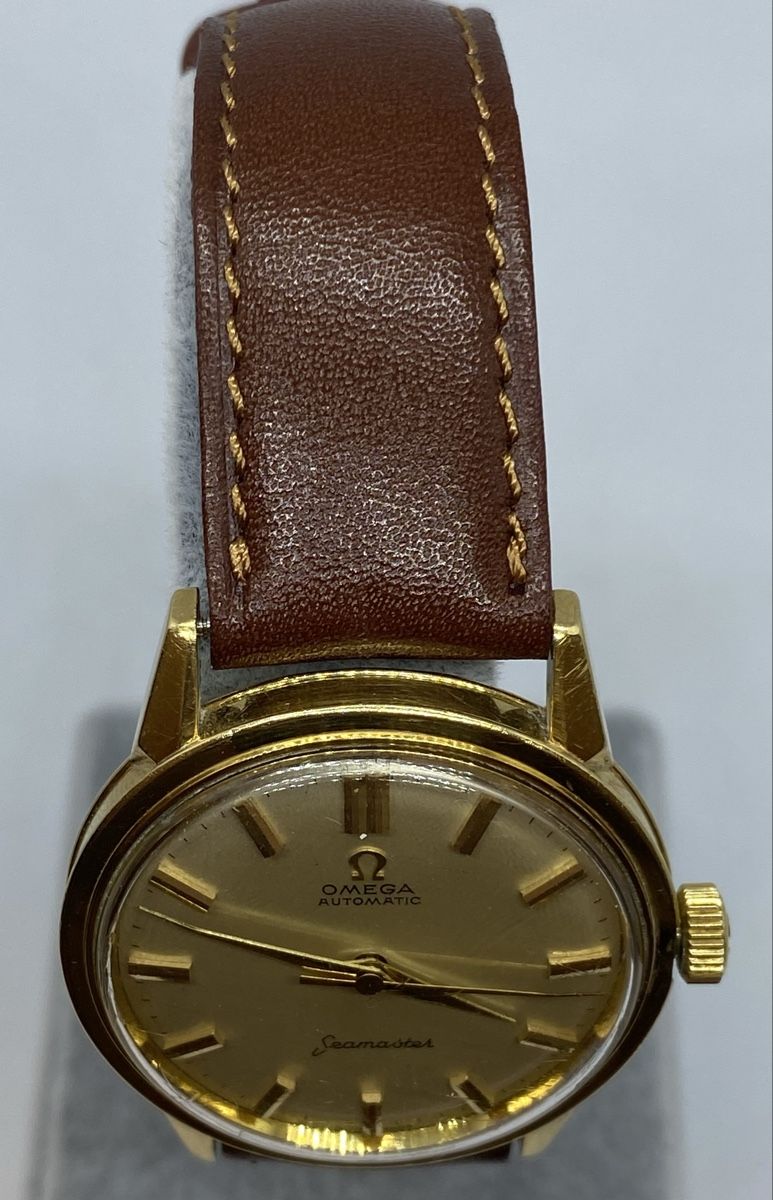 Vintage Omega Seamaster Automatic Bumper 18k Gold Watch
