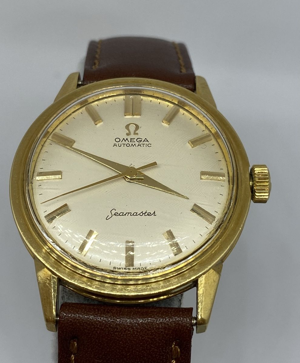 Vintage Omega Seamaster Automatic Bumper 18k Gold Watch