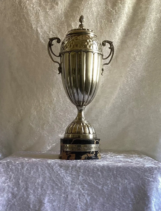 RARE LARGE ANTIQUE SOLID SILVER TROPHY CUP