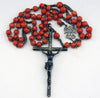 Antique large rosary made of faceted coral beads and solid silver, weight 36 g