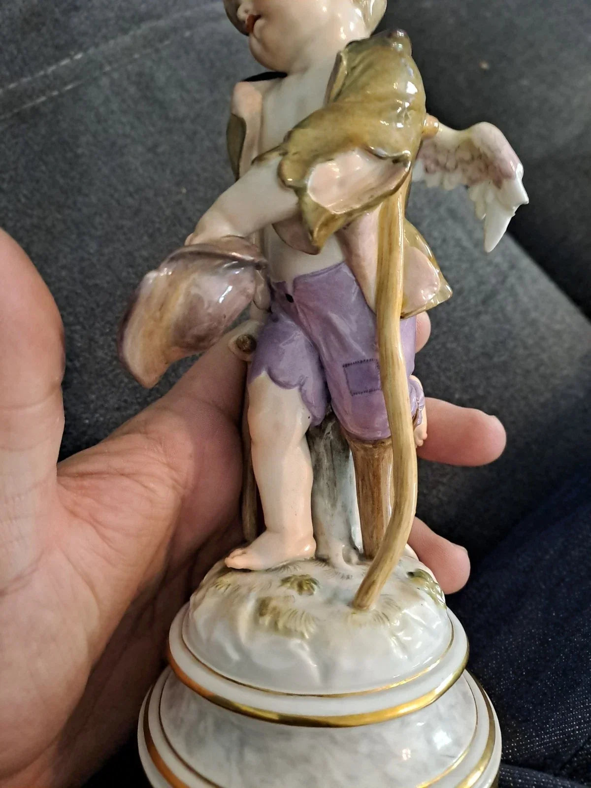 Antique Sculpture Subject Angel Statue Meissen Porcelain Germany 18th 19th Century