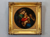 19th-century oil tondo on copper after the Italian Old Master Raphael, in an antique gilded frame