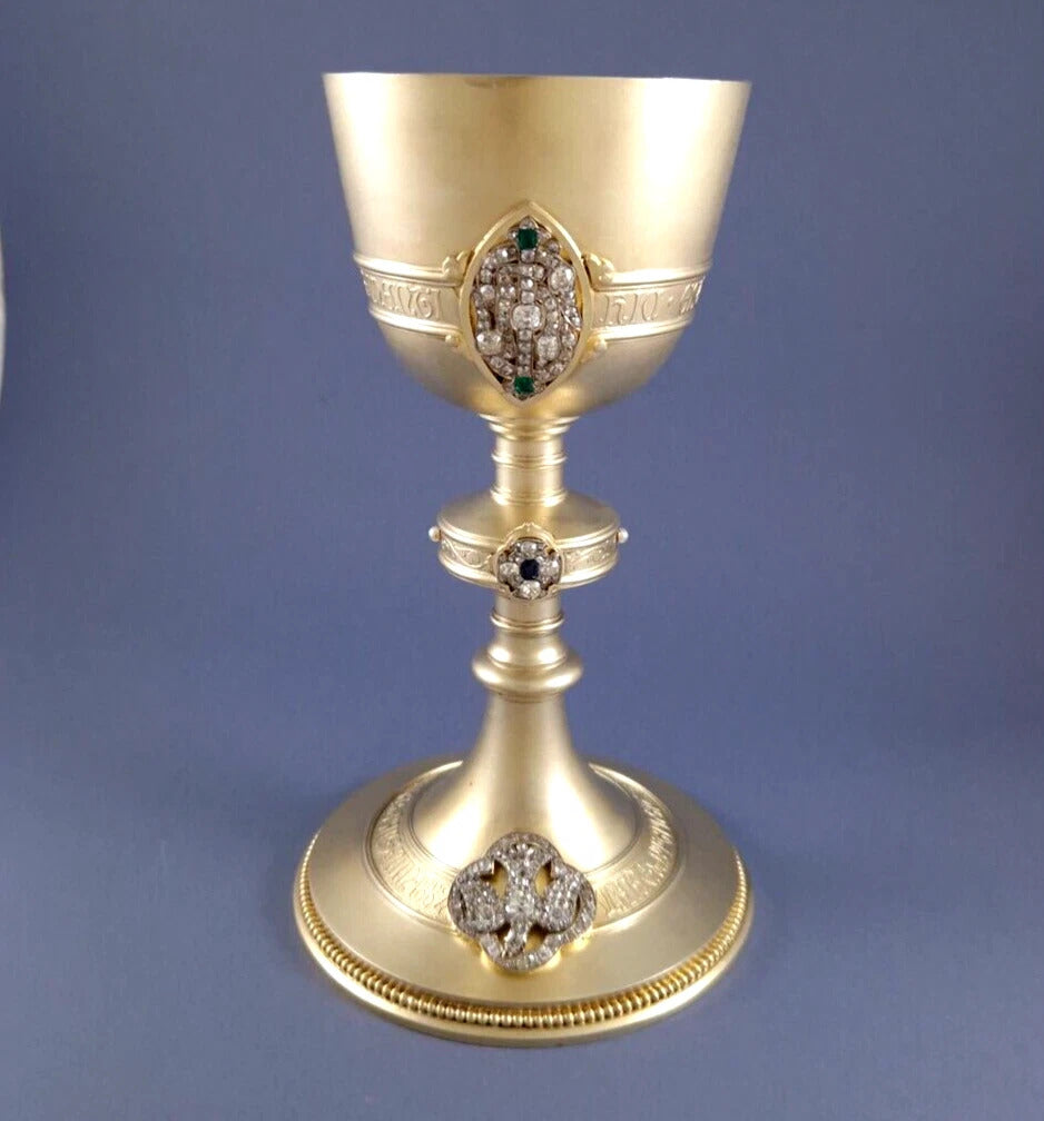 Froment-Meurice solid silver gilded chalice