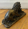 19th-century bronze signed Fratin – Lion bringing down a wild boar – Animal sculpture