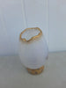 Rare Antique Small Daum Nancy Goose Girl Frosted Glass Vase. Gold Trimmed.