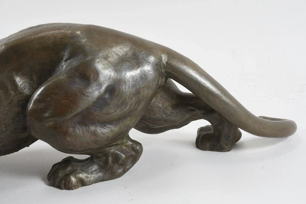 Bronze prowling tiger statuette