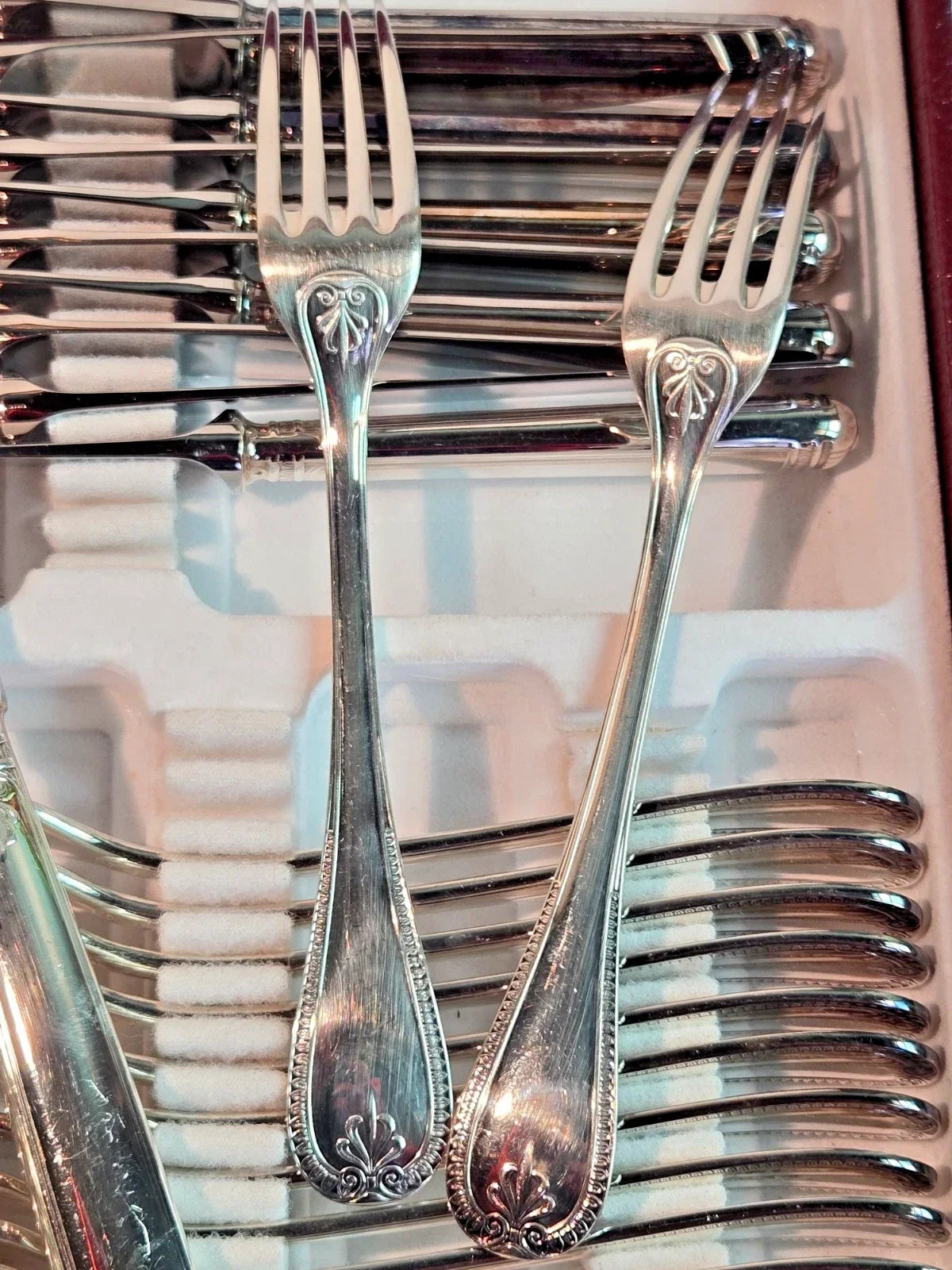 Beautiful antique silver-plated cutlery set by CHRISTOFLE, MALMAISON pattern, 47 pieces
