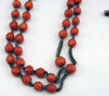 Antique large rosary made of faceted coral beads and solid silver, weight 36 g