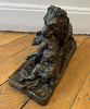 19th-century bronze signed Fratin – Lion bringing down a wild boar – Animal sculpture