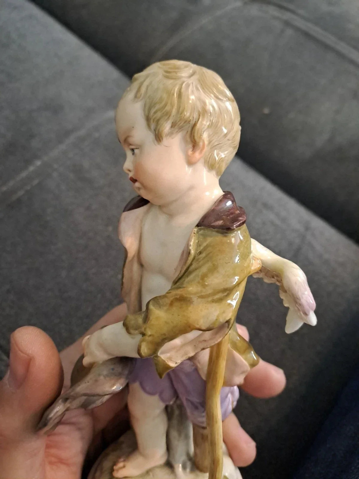 Antique Sculpture Subject Angel Statue Meissen Porcelain Germany 18th 19th Century