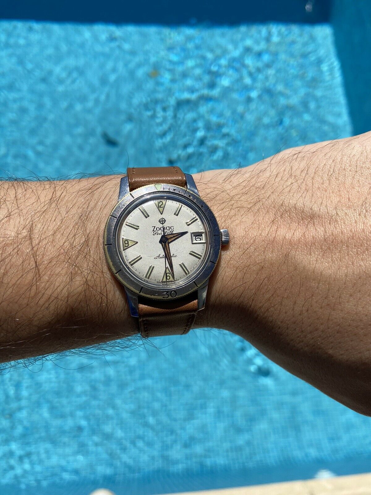 Zodiac Sea Wolf White Dial Original Bracelet And Box Automatic Movement AS70-72