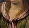 Tableau ancien huile portrait femme reine bijoux renaissance fontaine bleau xvie