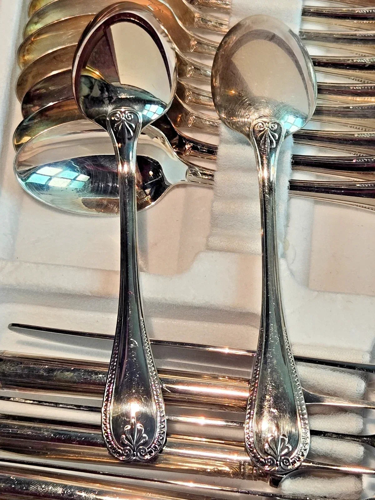 Beautiful antique silver-plated cutlery set by CHRISTOFLE, MALMAISON pattern, 47 pieces