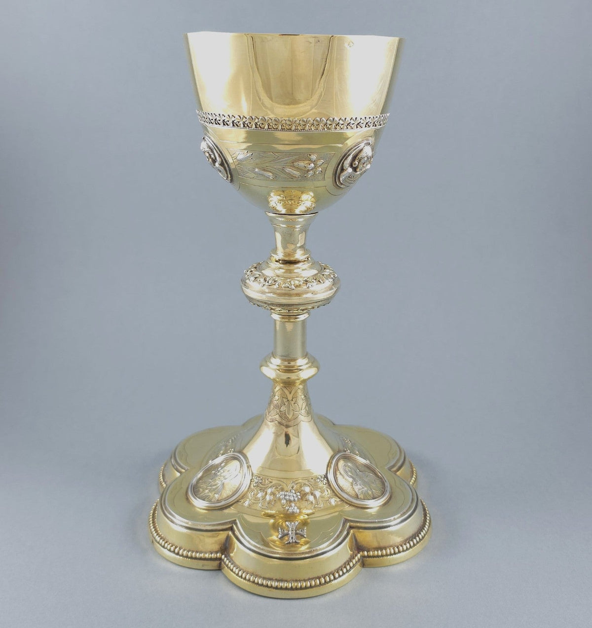 19th-century solid silver vermeil chalice by Demarquet Frères