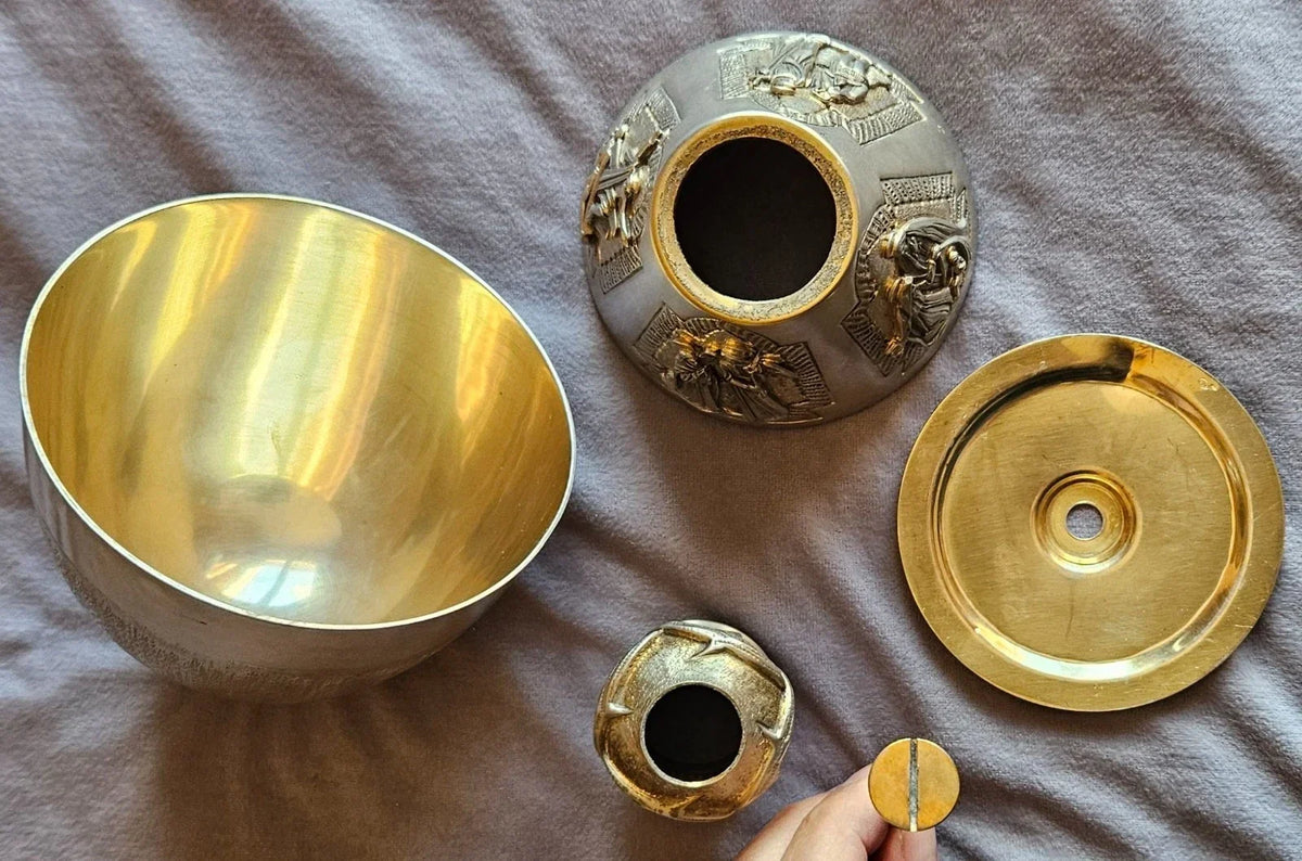 Solid silver Italian chalice with remains of vermeil gilding