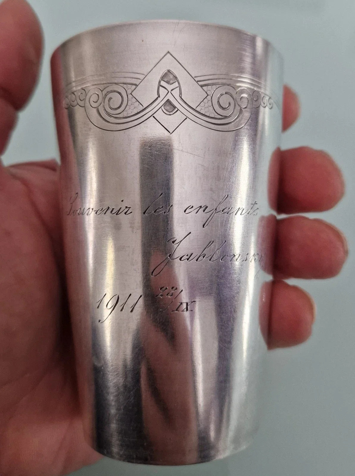 Superb Solid Silver Russian Beaker, 121g, Vermeil