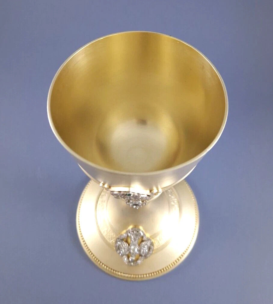 Froment-Meurice solid silver gilded chalice