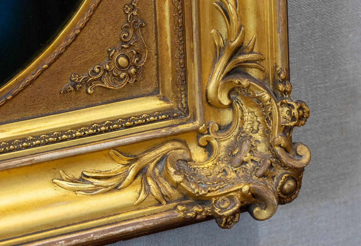 19th-century oil tondo on copper after the Italian Old Master Raphael, in an antique gilded frame