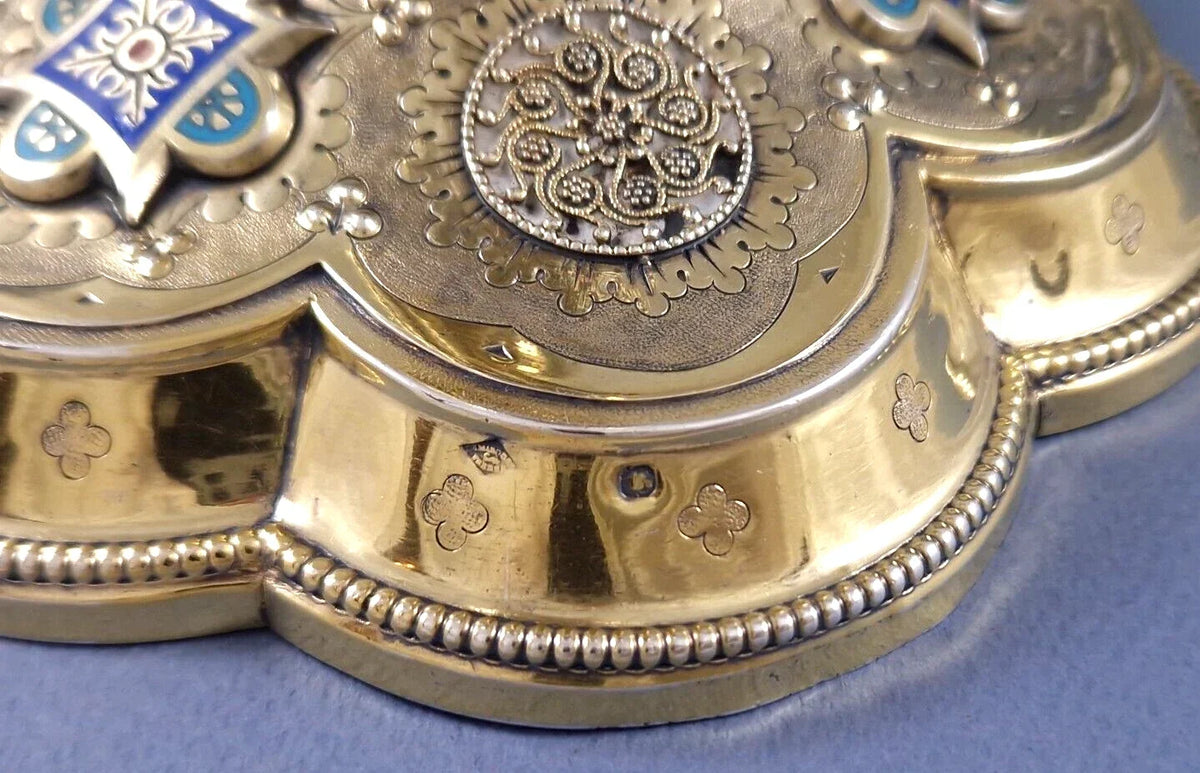 Vermeil and enamel chalice, solid silver by Demarquet Frères
