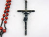 Antique large rosary made of faceted coral beads and solid silver, weight 36 g