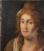 Tableau ancien huile portrait femme reine bijoux renaissance fontaine bleau xvie