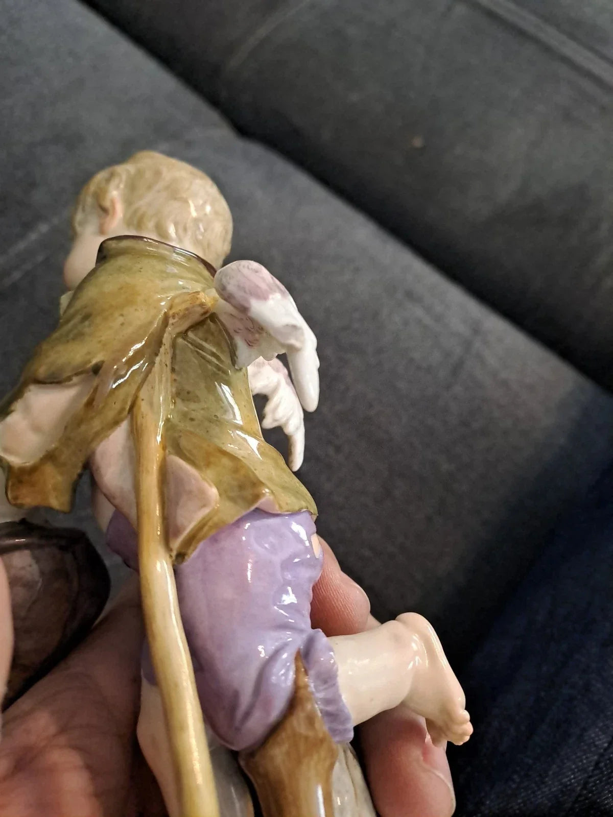 Antique Sculpture Subject Angel Statue Meissen Porcelain Germany 18th 19th Century