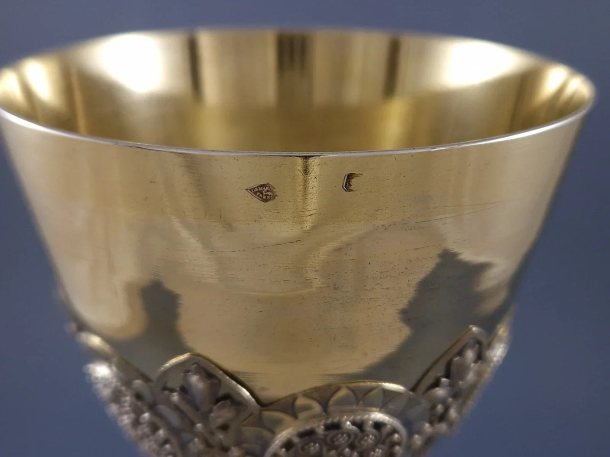 Vermeil and enamel chalice, solid silver by Demarquet Frères