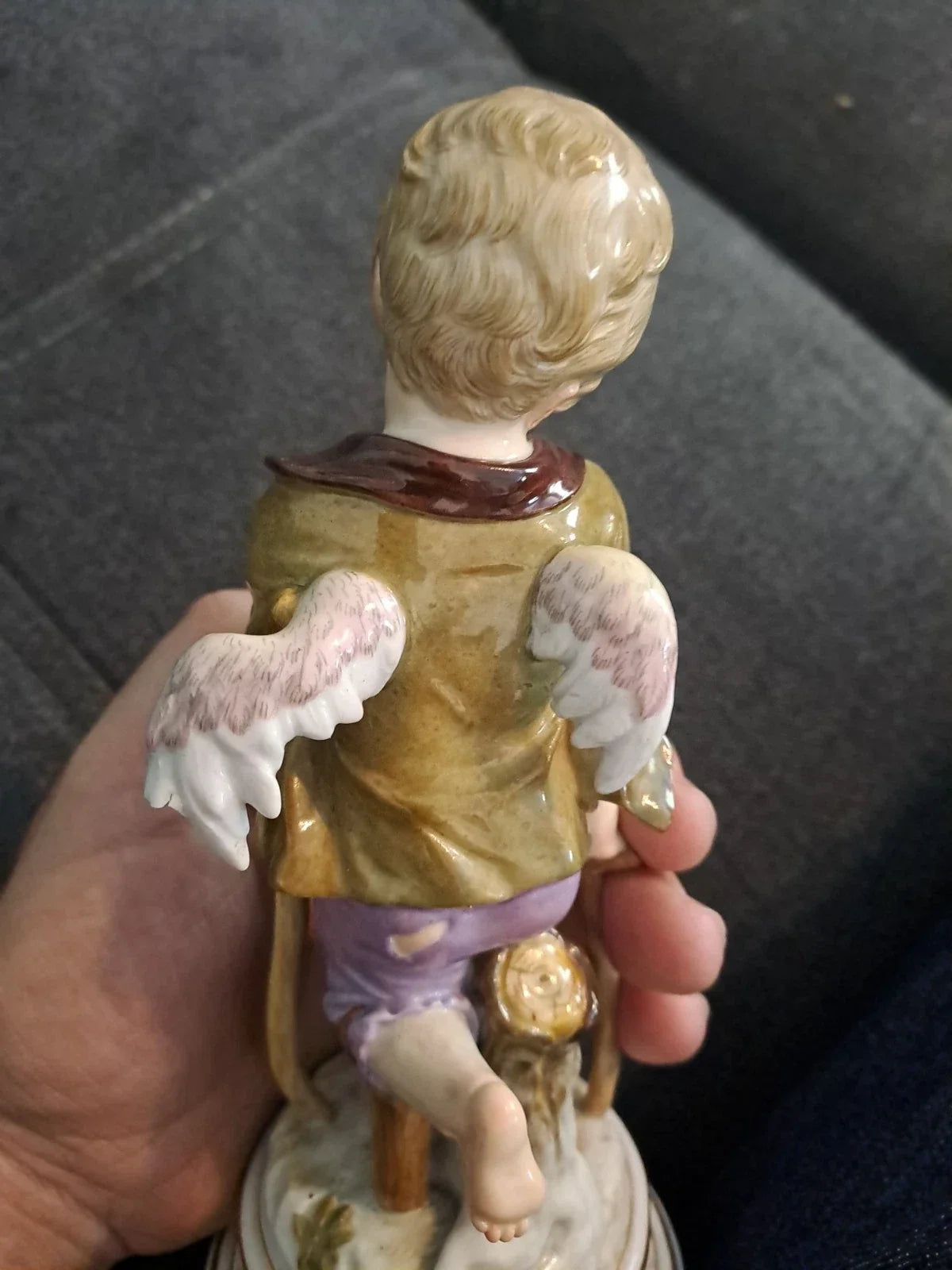 Antique Sculpture Subject Angel Statue Meissen Porcelain Germany 18th 19th Century