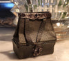 Rare and antique leather travel bag for Bleuette Jumeau Bru doll, circa 1900 HT