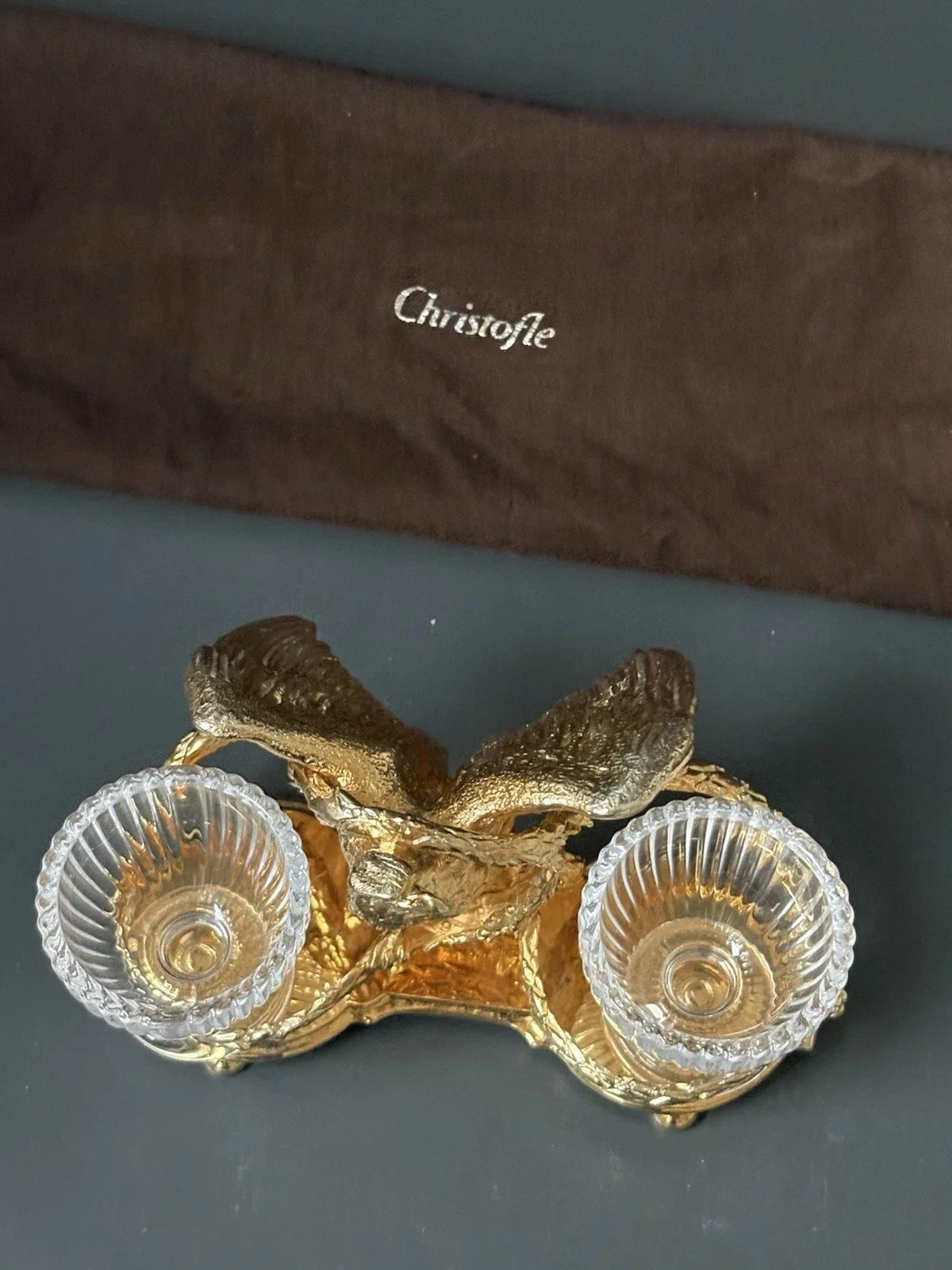 24-karat gold-plated salt cellar by Maison Christofle Aigle