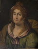 Tableau ancien huile portrait femme reine bijoux renaissance fontaine bleau xvie