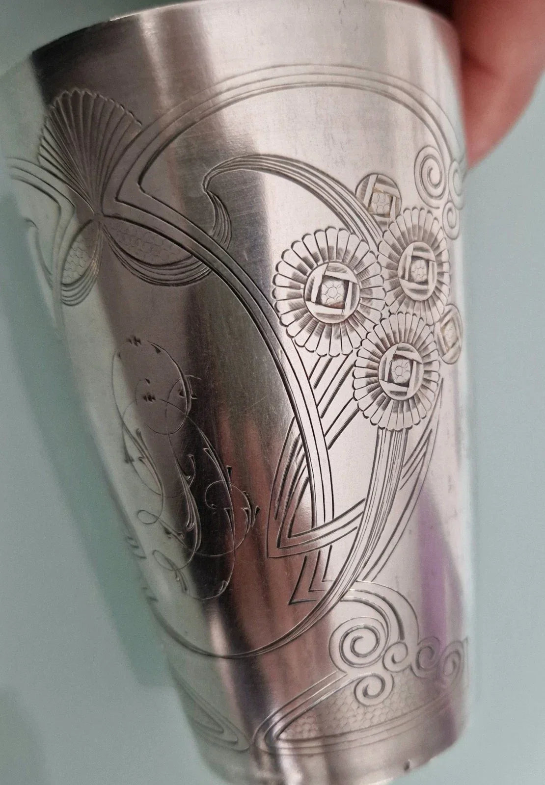 Superb Solid Silver Russian Beaker, 121g, Vermeil