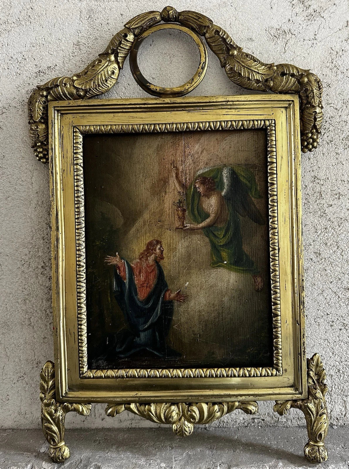Antique Painting Agony of Jesus Christ in the Garden of Olives Religious Painting 18th Century