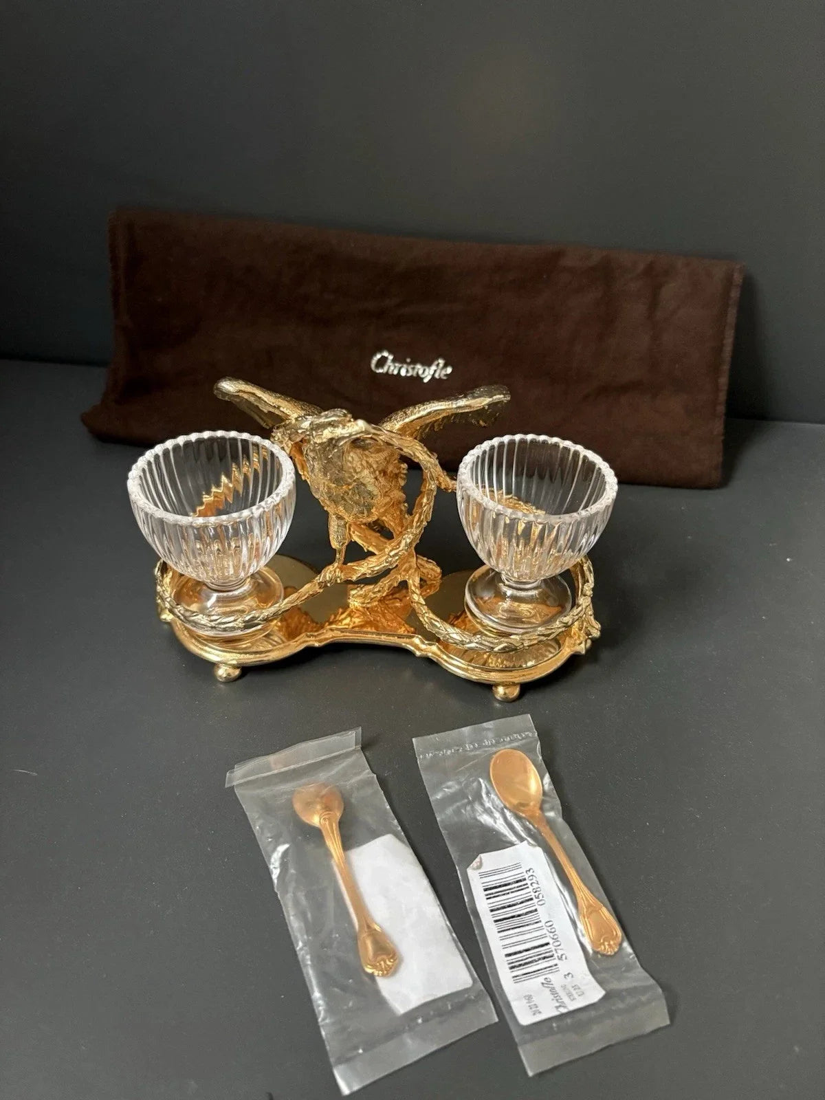 24-karat gold-plated salt cellar by Maison Christofle Aigle