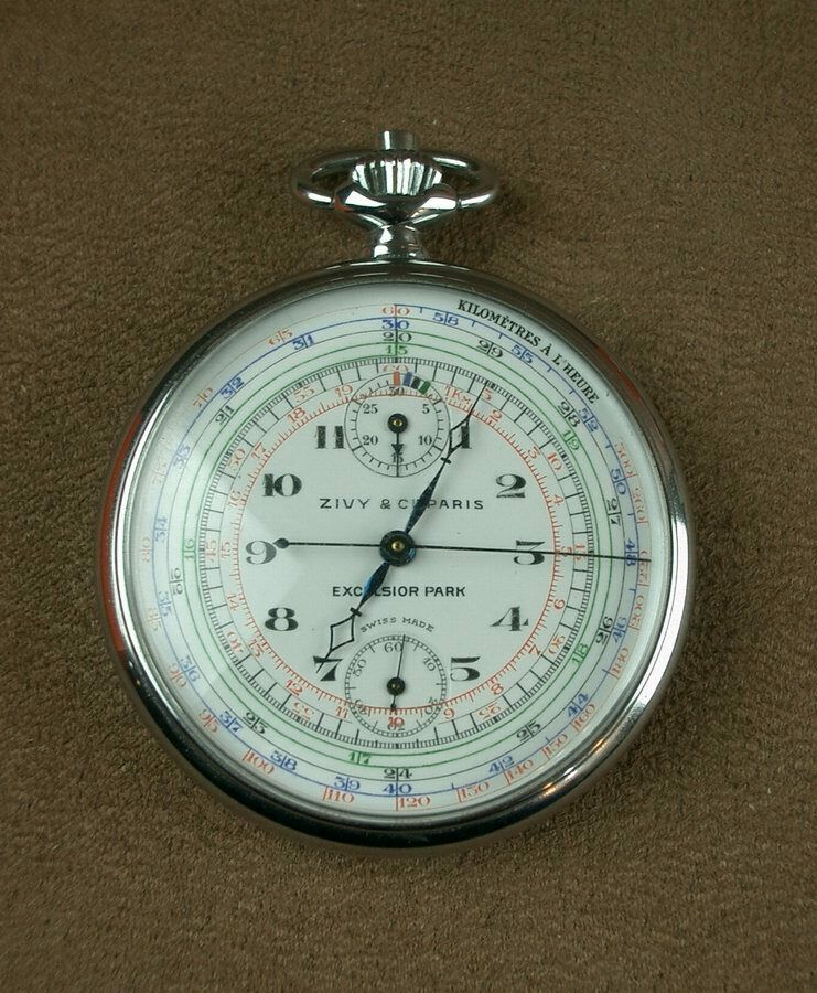 Antique Swiss Zivy & Cie chronograph pocket watch