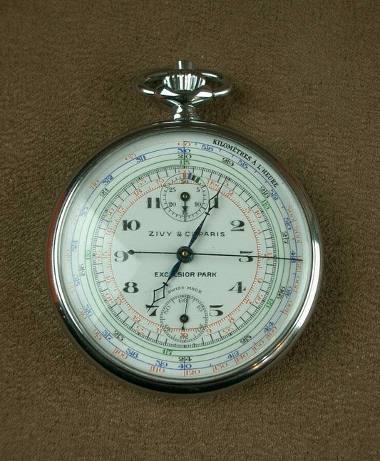Antique Swiss Zivy & Cie chronograph pocket watch