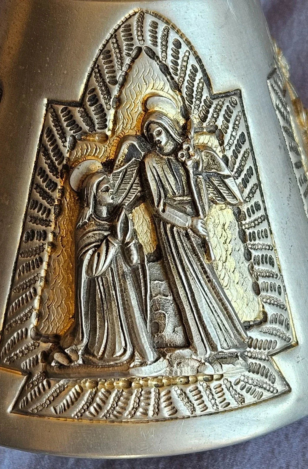 Solid silver Italian chalice with remains of vermeil gilding